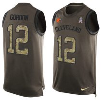 Nike Browns -12 Josh Gordon Green Stitched NFL Limited Salute To Service Tank Top Jersey
