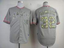 Los Angeles Angels of Anaheim -32 Josh Hamilton Grey USMC Cool Base Stitched MLB Jersey