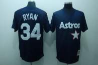 Mitchell and Ness Houston Astros #34 Nolan Ryan Stitched Blue Throwback MLB Jersey