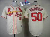 St Louis Cardinals #50 Adam Wainwright Cream 2013 World Series Patch Stitched MLB Jersey