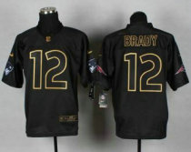 Nike New England Patriots -12 Tom Brady Black Gold No Fashion NFL Elite Jersey