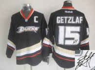 Autographed Anaheim Ducks -15 Ryan Getzlaf Stitched Black NHL Jersey
