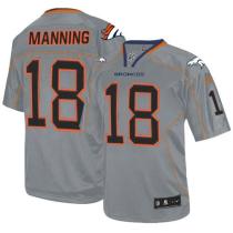 Nike Denver Broncos #18 Peyton Manning Lights Out Grey Men's Stitched NFL Elite Jersey