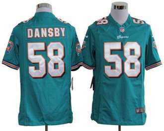 Nike Dolphins -58 Karlos Dansby Aqua Green Team Color Stitched NFL Game Jersey