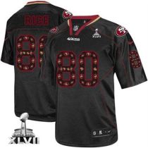 Nike San Francisco 49ers -80 Jerry Rice New Lights Out Black Super Bowl XLVII Mens Stitched NFL Elit