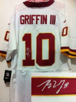 Nike Redskins -10 Robert Griffin III White Stitched NFL Elite Autographed Jersey