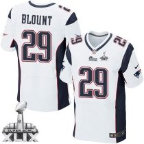 Nike New England Patriots -29 LeGarrette Blount White Super Bowl XLIX Mens Stitched NFL Elite Jersey
