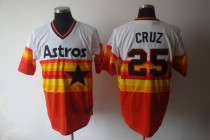 Mitchell and Ness Houston Astros #25 Jose Cruz White Orange Stitched Throwback MLB Jersey