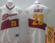 New Revolution 30 Autographed Cleveland Cavaliers -23 LeBron James White Stitched NBA Jersey