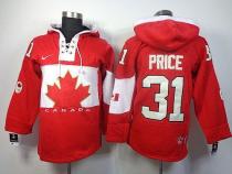 Olympic CA 31 Carey Price Red Sawyer Hooded Sweatshirt Stitched NHL Jersey