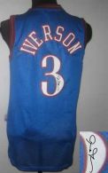 Revolution 30 Autographed Philadelphia 76ers -3 Allen Iverson Blue Stitched NBA Jersey