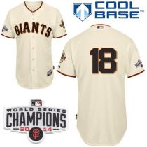 San Francisco Giants #18 Matt Cain Cream Cool Base W 2014 World Series Champions Patch Stitched MLB
