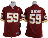 Nike Redskins -59 London Fletcher Burgundy Red Team Color With 80TH Patch Stitched NFL Game Jersey