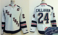 Autographed New York Rangers -24 Ryan Callahan White Stitched NHL Jersey