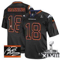 Nike Denver Broncos #18 Peyton Manning Lights Out Black Super Bowl XLVIII Men's Stitched NFL Elite A