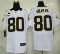 Nike Saints -80 Jimmy Graham White With C Patch Stitched NFL Elite Jersey