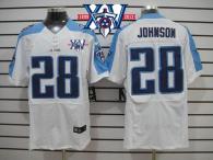 Nike Tennessee Titans #28 Chris Johnson White With 15th Season Patch Men's Stitched NFL Elite Jersey