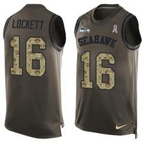 Nike Seahawks -16 Tyler Lockett Green Stitched NFL Limited Salute To Service Tank Top Jersey