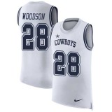 Nike Cowboys -28 Darren Woodson White Stitched NFL Limited Rush Tank Top Jersey