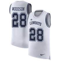 Nike Cowboys -28 Darren Woodson White Stitched NFL Limited Rush Tank Top Jersey