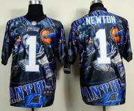 Nike Panthers -1 Cam Newton Team Color Men's Stitched NFL Elite Fanatical Version Jersey