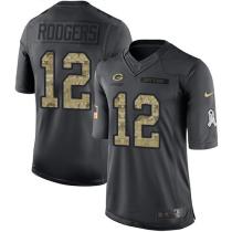 Green Bay Packers -12 Aaron Rodgers Nike Anthracite 2016 Salute to Service Jersey