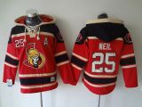 Ottawa Senators -25 Chris Neil Red Sawyer Hooded Sweatshirt Stitched NHL Jersey