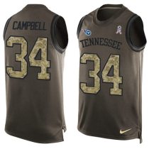 Nike Titans -34 Earl Campbell Green Stitched NFL Limited Salute To Service Tank Top Jersey