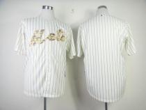 New York Mets Blank Cream Blue Strip USMC Cool Base Stitched MLB Jersey