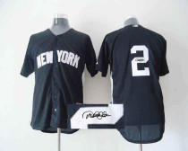 MLB New York Yankees -2 Derek Jeter Stitched Dark Blue Autographed Jersey