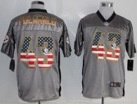 Nike Pittsburgh Steelers #43 Troy Polamalu Grey Men's Stitched NFL Elite USA Flag Fashion Jersey