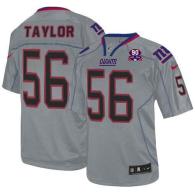Nike New York Giants #56 Lawrence Taylor Lights Out Grey With 1925-2014 Season Patch Men's Stitched