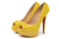 CL 14 cm yellow fish mouth pointed nailed sandals AAA