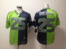 Nike Seattle Seahawks #25 Richard Sherman Steel Blue Green Men‘s Stitched NFL Elite Split Jersey