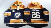 St Louis Blues -26 Paul Stastny Navy Blue Gold Sawyer Hooded Sweatshirt Stitched NHL Jersey