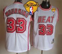 Miami Heat -33 Alonzo Mourning White Throwback Finals Patch Stitched NBA Jersey