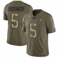 Nike Vikings -5 Teddy Bridgewater Olive Camo Stitched NFL Limited 2017 Salute To Service Jersey