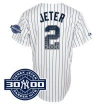 New York Yankees -2 Derek Jeter White Special Edition W 3000 Hits Patch Stitched MLB Jersey