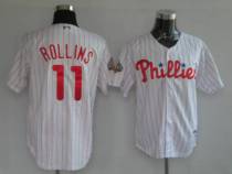 Philadelphia Phillies #11 Jimmy Rollins Stitched White Red Strip MLB Jersey