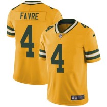 Nike Packers -4 Brett Favre Yellow Stitched NFL Limited Rush Jersey
