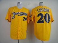 Milwaukee Brewers -20 Jonathan Lucroy Yellow Cerveceros Cool Base Stitched MLB Jersey