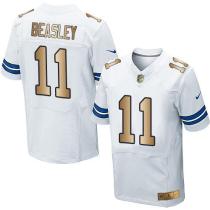 Nike Cowboys -11 Cole Beasley White Stitched NFL Elite Gold Jersey