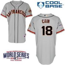 San Francisco Giants #18 Matt Cain Grey Cool Base W 2014 World Series Patch Stitched MLB Jersey