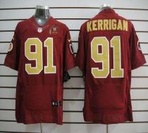 Nike Washington Redskins -91 Ryan Kerrigan Red(Gold Number) 80TH Patch Men's Stitched NFL Elite Jers