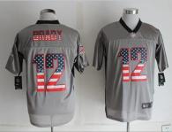 Nike New England Patriots -12 Tom Brady Grey Mens Stitched NFL Elite USA Flag Fashion Jersey
