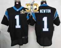 Nike Carolina Panthers #1 Cam Newton Black Team Color Super Bowl 50 Men's Stitched NFL Elite Jersey