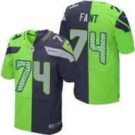 Nike Seahawks -74 George Fant Steel Blue Green Stitched NFL Elite Split Jersey