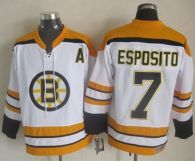 Boston Bruins -7 Phil Esposito White CCM Throwback Stitched NHL Jersey