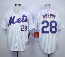 New York Mets -28 Daniel Murphy White Blue Strip Cool Base Stitched MLB Jersey