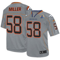 Nike Denver Broncos #58 Von Miller Lights Out Grey With Hall of Fame 50th Patch Men's Stitched NFL E